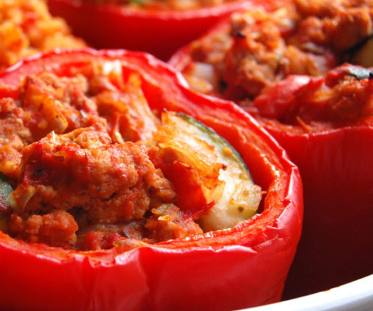 Roasted Stuffed Bell Peppers- one of my comfort foods. Love this recipe!