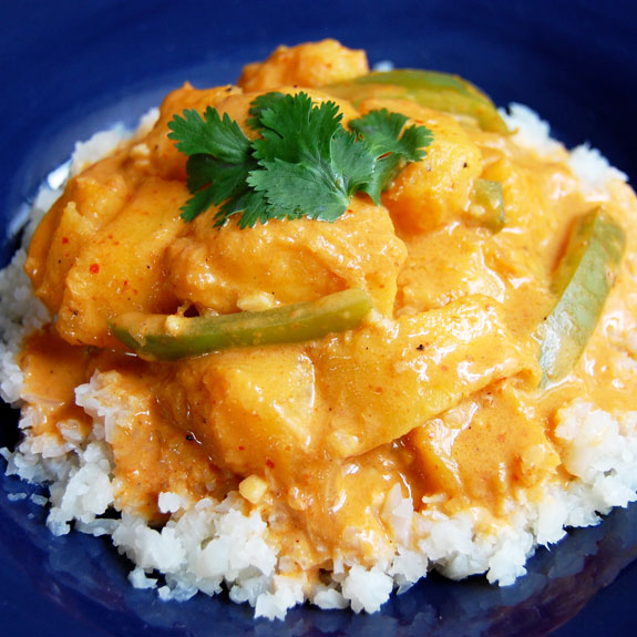 Vegetarian Thai Red Curry with Squash- this is a comforting and wholesome meal that even picky eaters will enjoy.