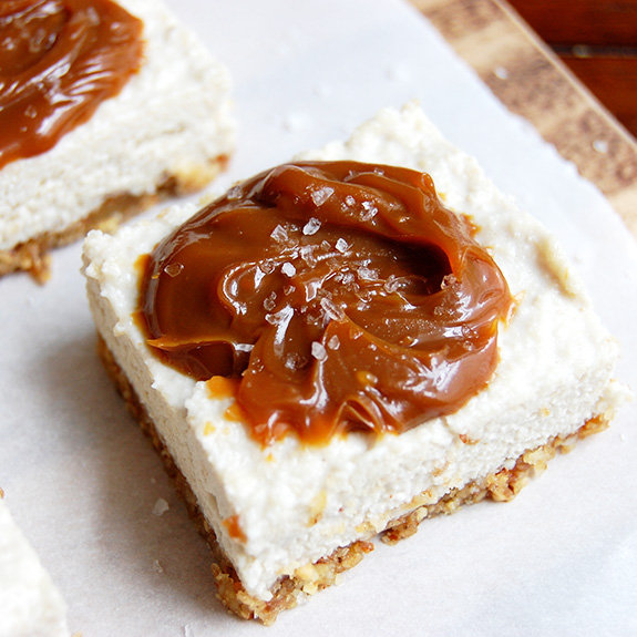 Salted Caramel “Cheesecake” Bars- this is perhaps my favorite dessert of all-time! These cheesecake bars are so good.