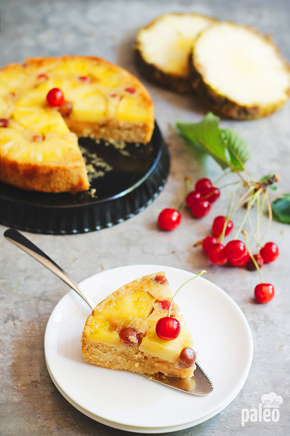 When you bake up this pineapple upside down cake you’re getting fresh pineapple flavor with no grains, gluten, or refined sugar. It is vibrant and fresh pineapple upside down cake in its purest form!
