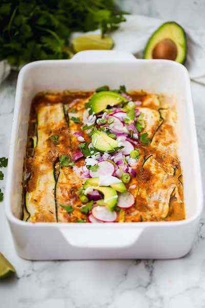 Low Carb Zucchini Chicken Enchilada Casserole