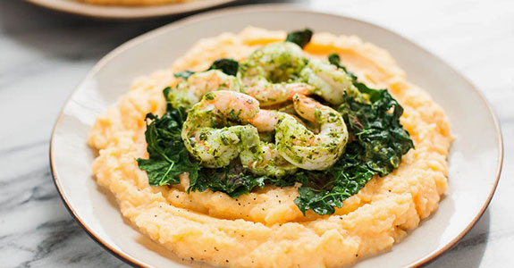 Spicy Shrimp and Kale With Creamy Rutabaga