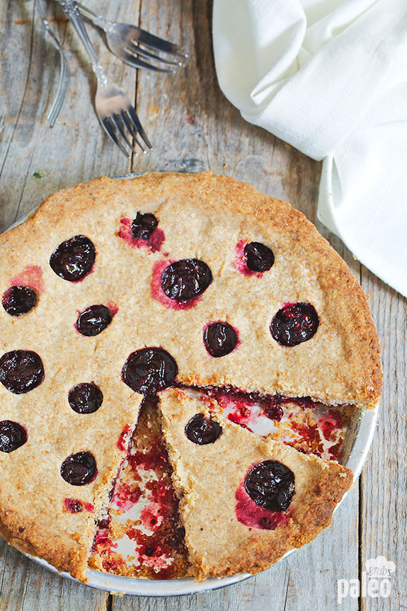 Indulge in this cherry pie without the added guilt! It’s made with wholesome ingredients and and is packed full of tart cherry flavor with a flakey crust.