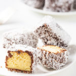 Lamingtons are sweet little cake-bites rolled in coconut flakes and I love them! If you have never had one, you need to make these!!!