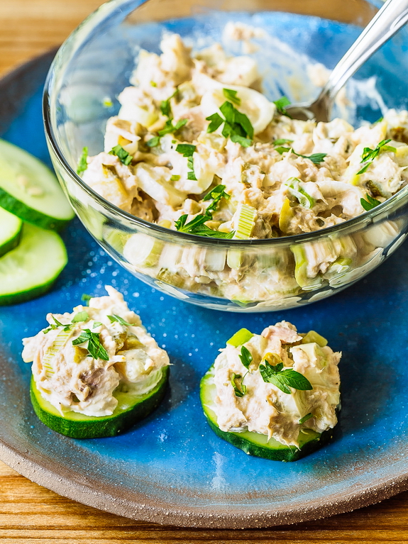Using canned tuna in a tuna salad is a great Paleo go-to when you’re short on cooking time.