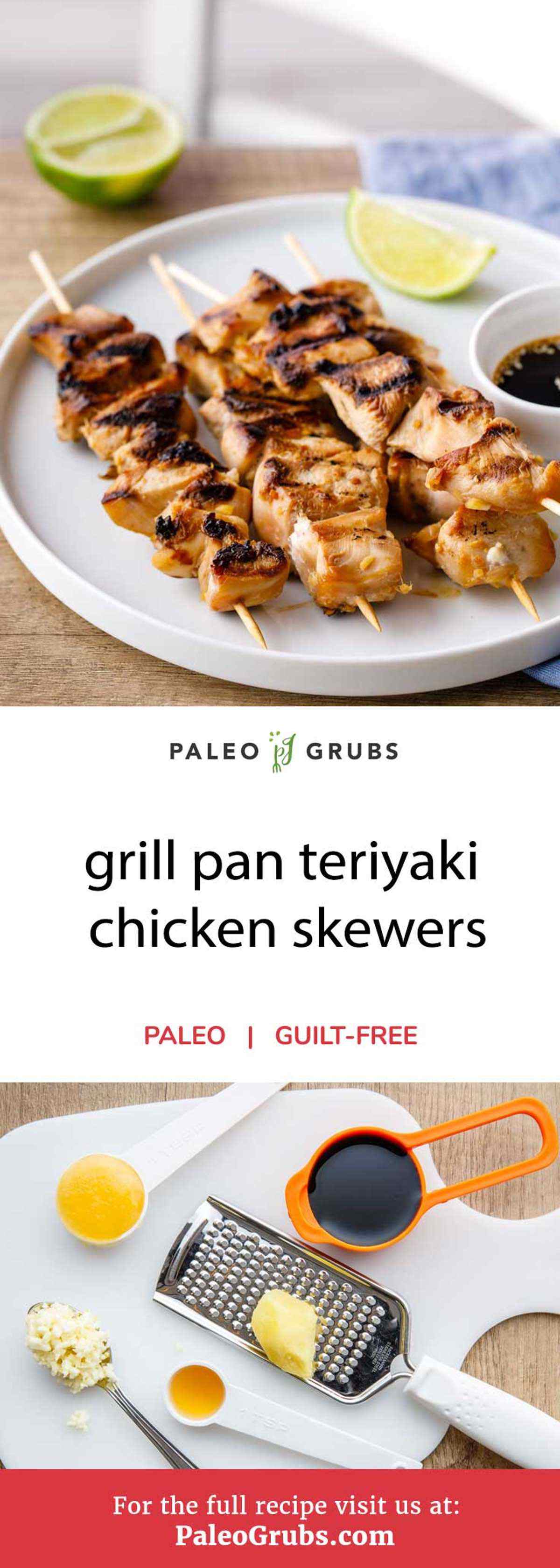 This recipe for grill pan teriyaki chicken skewers is a must try! It features juicy pieces of white meat chicken breast that have been marinated in a 100% paleo-friendly homemade teriyaki sauce. The sauce itself is incredibly easy to prepare, but don’t let that fool you -- I’m not sure if I have ever in my life tried a marinade sauce that is as good as this teriyaki mix.