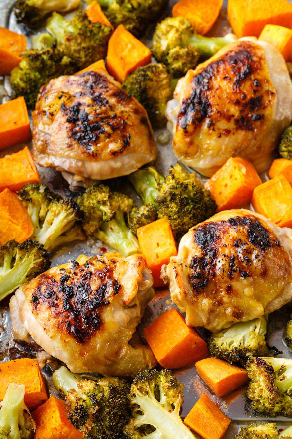 Sheet Pan Chicken Thighs with Sweet Potato and Broccoli - Paleo Grubs