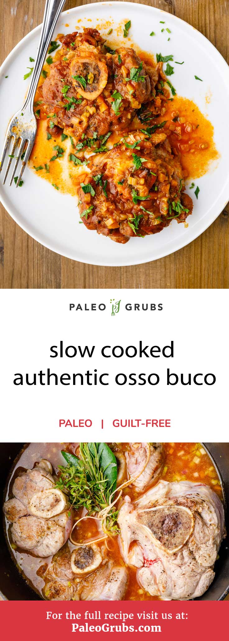 Osso buco is a delectable meal from Milan, featuring juicy pieces of veal shanks that have been cooked in a delicious mixture of vegetables, broth, and traditionally, wine. This recipe makes it a touch more paleo-friendly by leaving the wine out of the equation and replacing it with apple cider vinegar, while still keeping every other delicious ingredient that you would expect to find in a good osso buco dish.