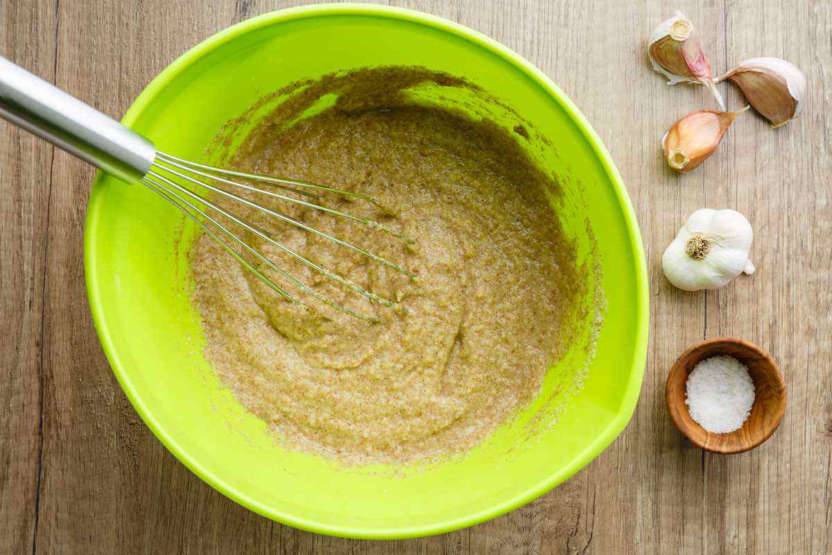 mixing garlic bread dough
