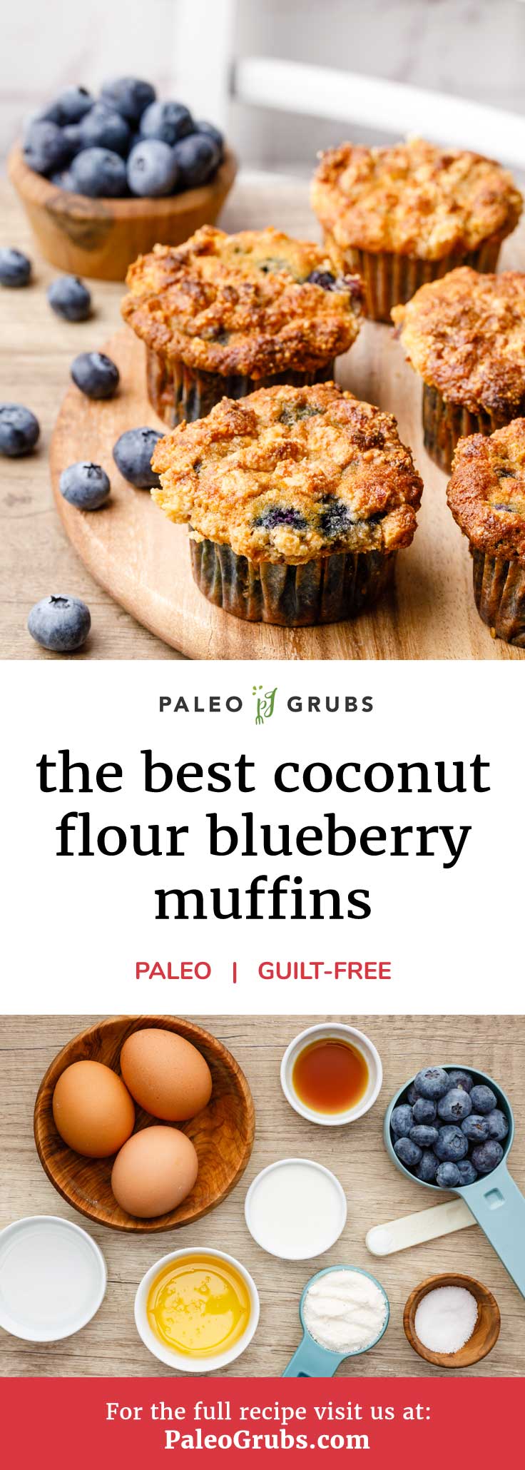 If you’re an individual who is always feeling rushed in the mornings and you’re looking for a breakfast option that’s both nutritious and easy to grab and go, this recipe for coconut flour blueberry muffins is for you.

The muffins are 100% grain and gluten free, featuring fresh blueberries and a delicious crumble top made with honey and nuts. It’s definitely possible to enjoy a tasty muffin without feeling any guilt with this recipe.