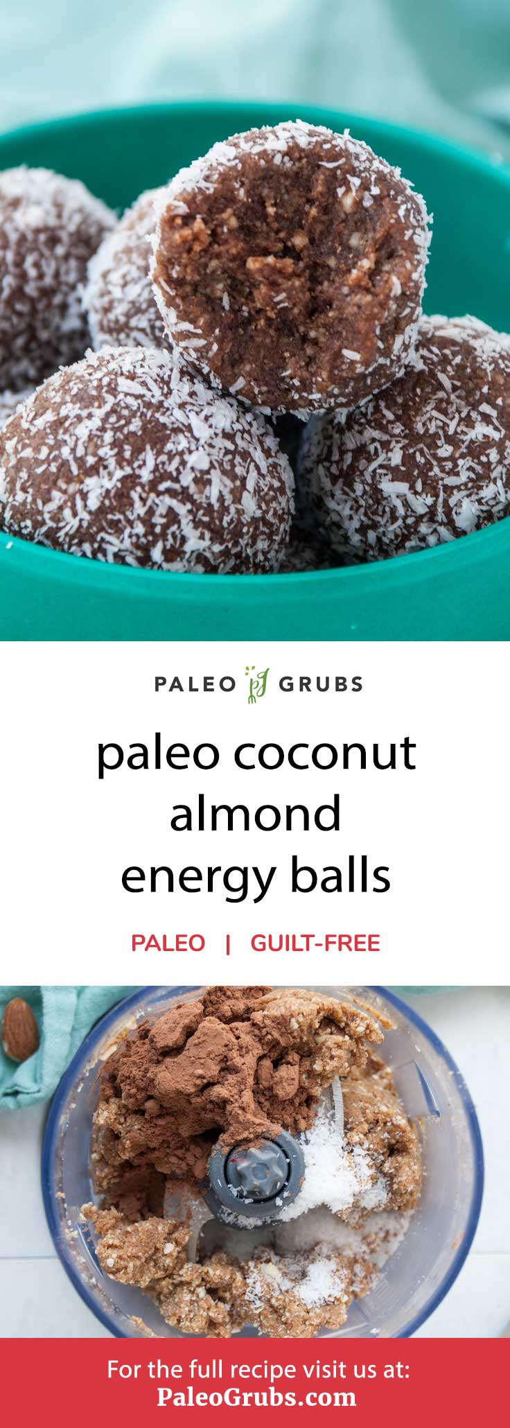 These coconut and almond energy balls are packed with protein and make the best high protein dessert or snack.