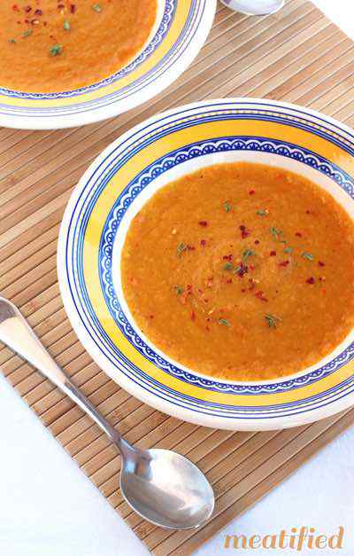 Sweet Potato Soup with Bell Peppers, Lemon and Thyme