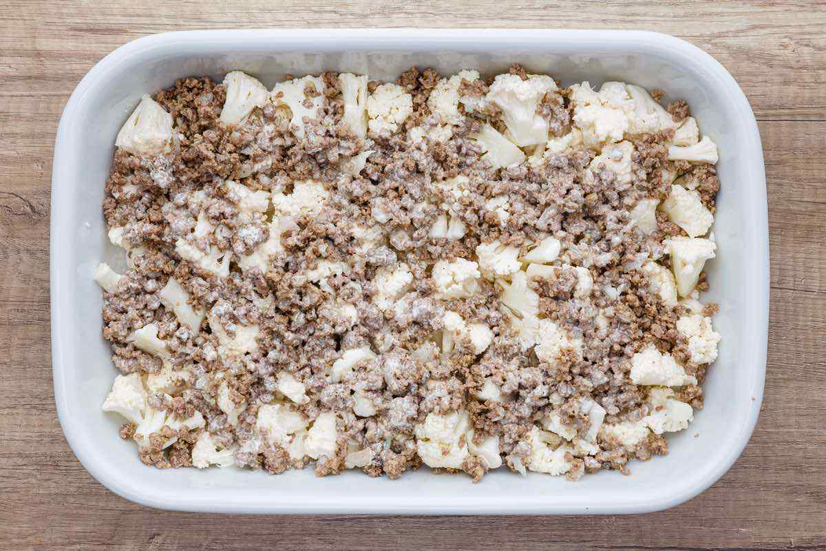 Loaded Cauliflower Ground Beef Casserole