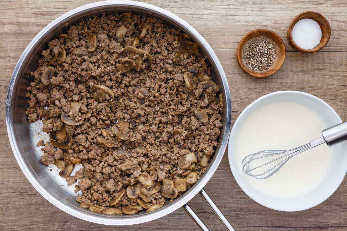 Zucchini Noodle Ground Beef Stroganoff Casserole