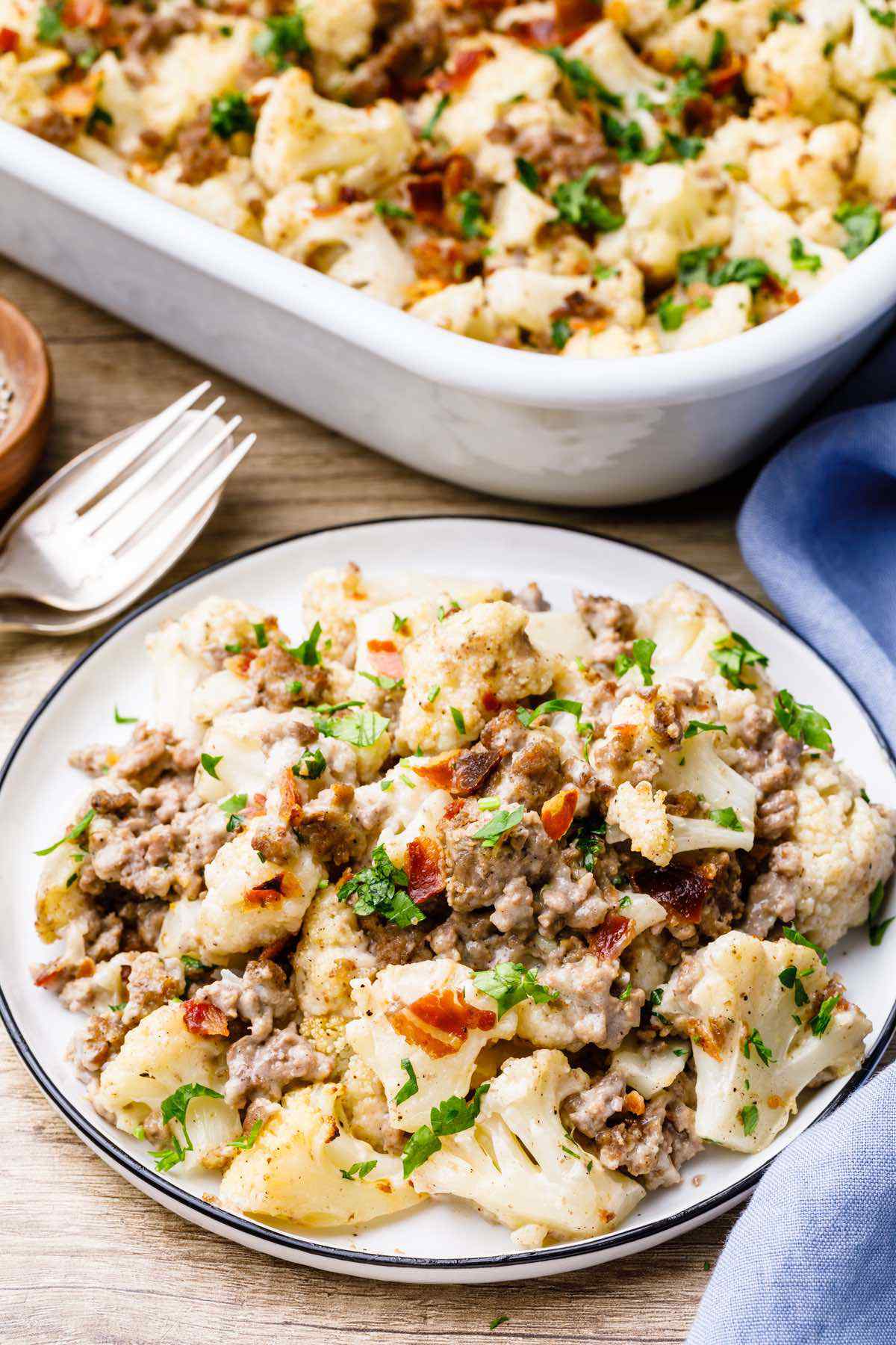 Loaded Cauliflower Ground Beef Casserole