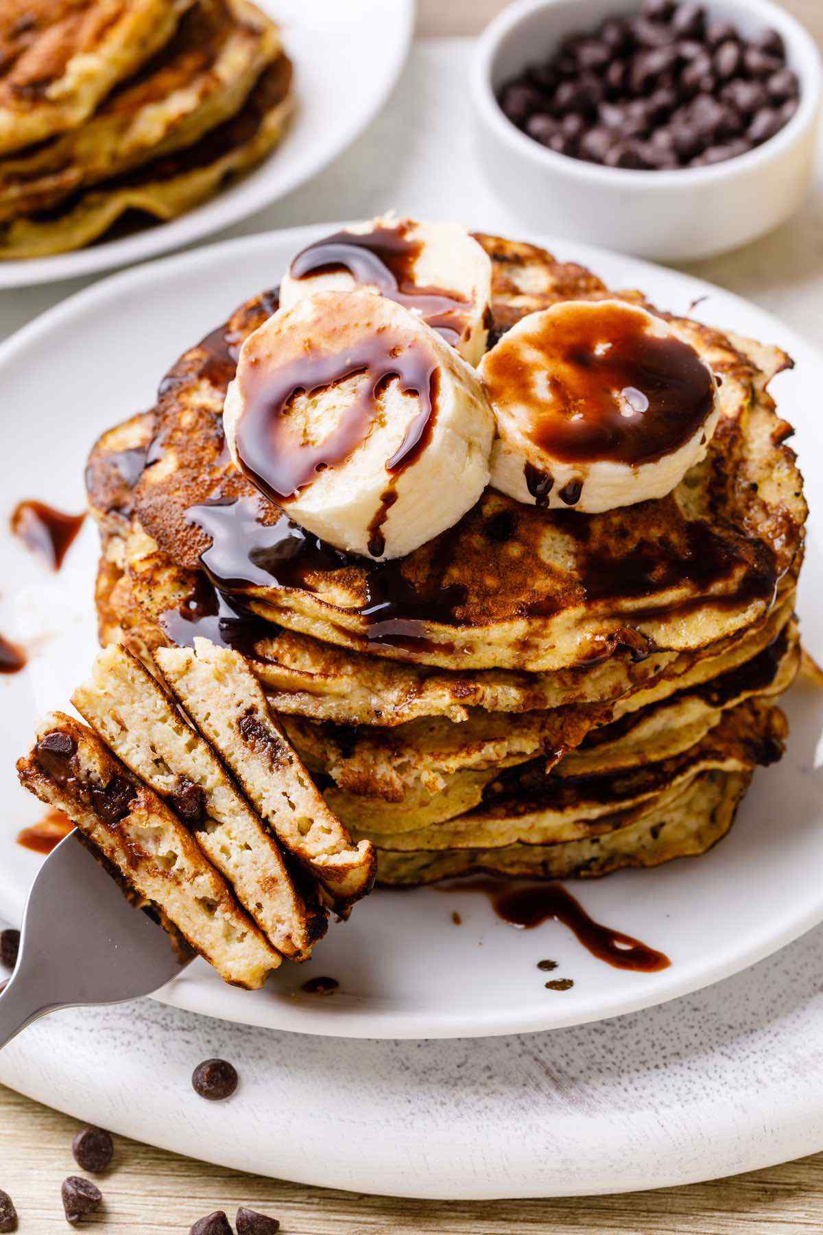 Flourless Paleo Banana Chocolate Chip Pancakes