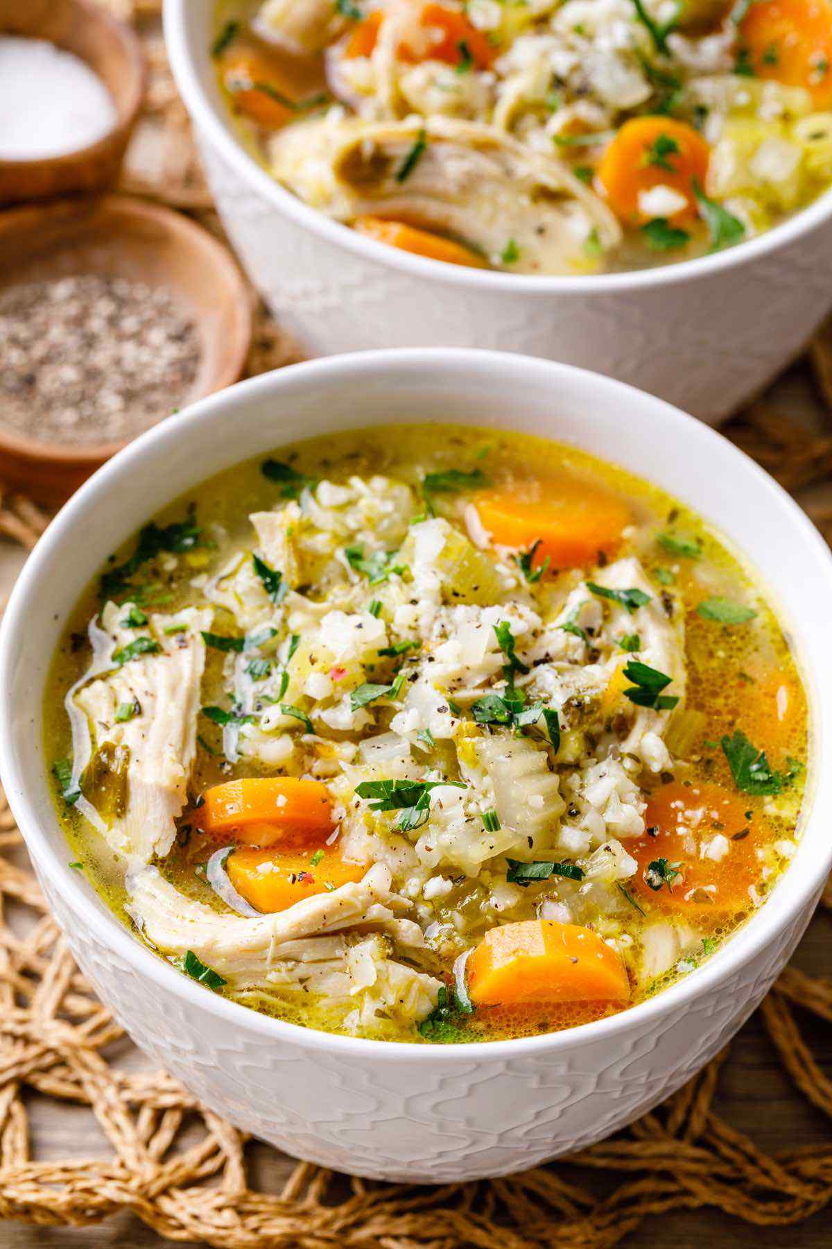 Instant Pot Chicken and Cauliflower Rice Soup Low Carb