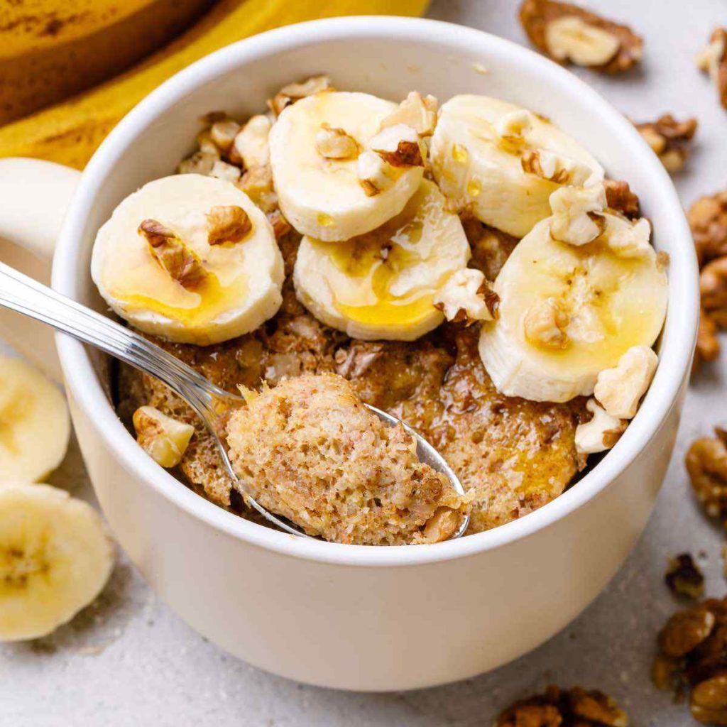 Honey Almond Oatmeal Mug Cake | running with spoons