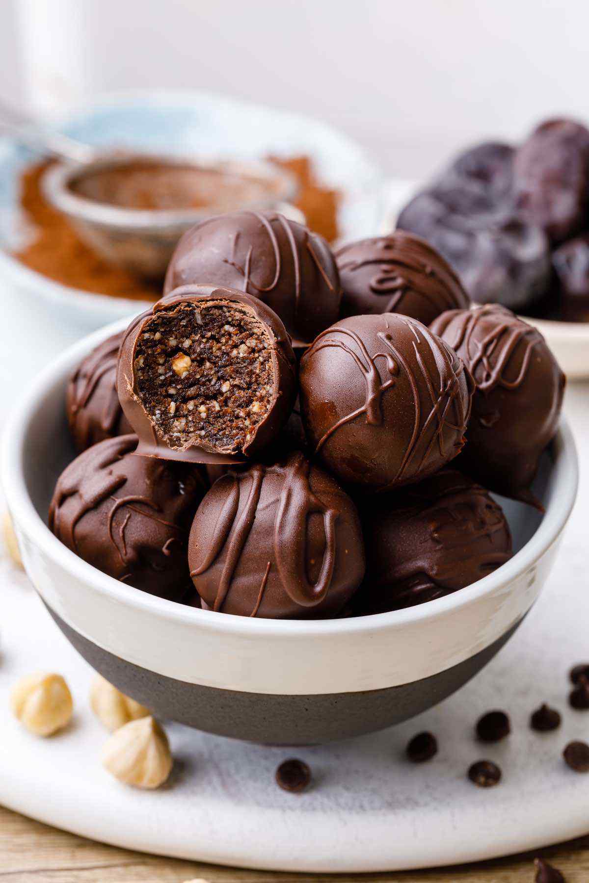 Chocolate Covered Paleo Brownie Energy Balls - Paleo Grubs