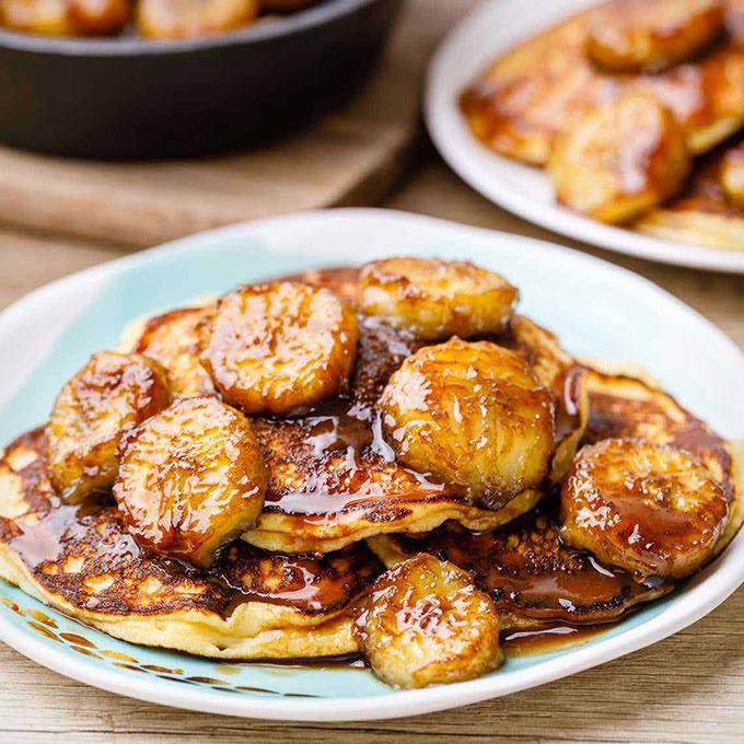 Addictive Paleo Bananas Foster Pancakes