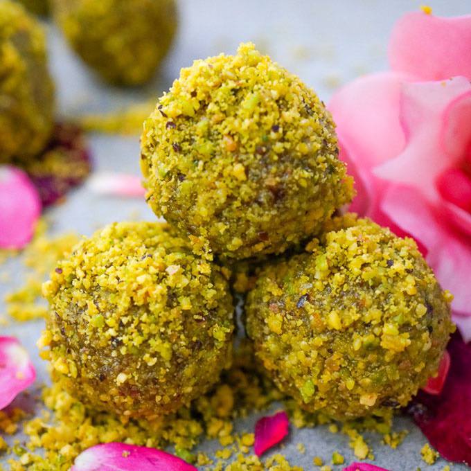 Cardamom Pistachio Rose Energy Balls