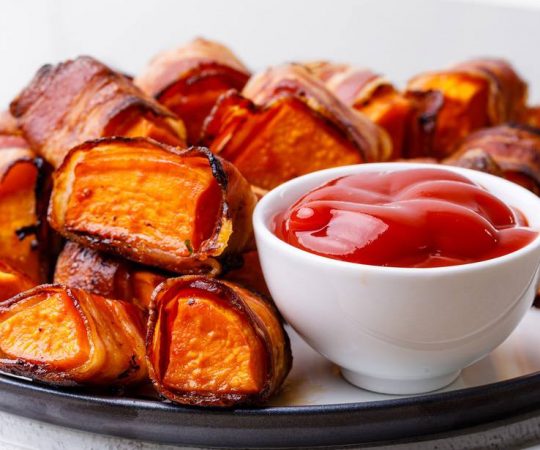 bacon wrapped sweet potato nuggets